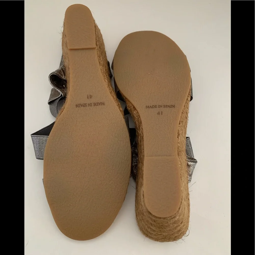 Eric Michael Sandals Women’s EUR Size 41 Metallic Espadrilles Wedges Jute Sling